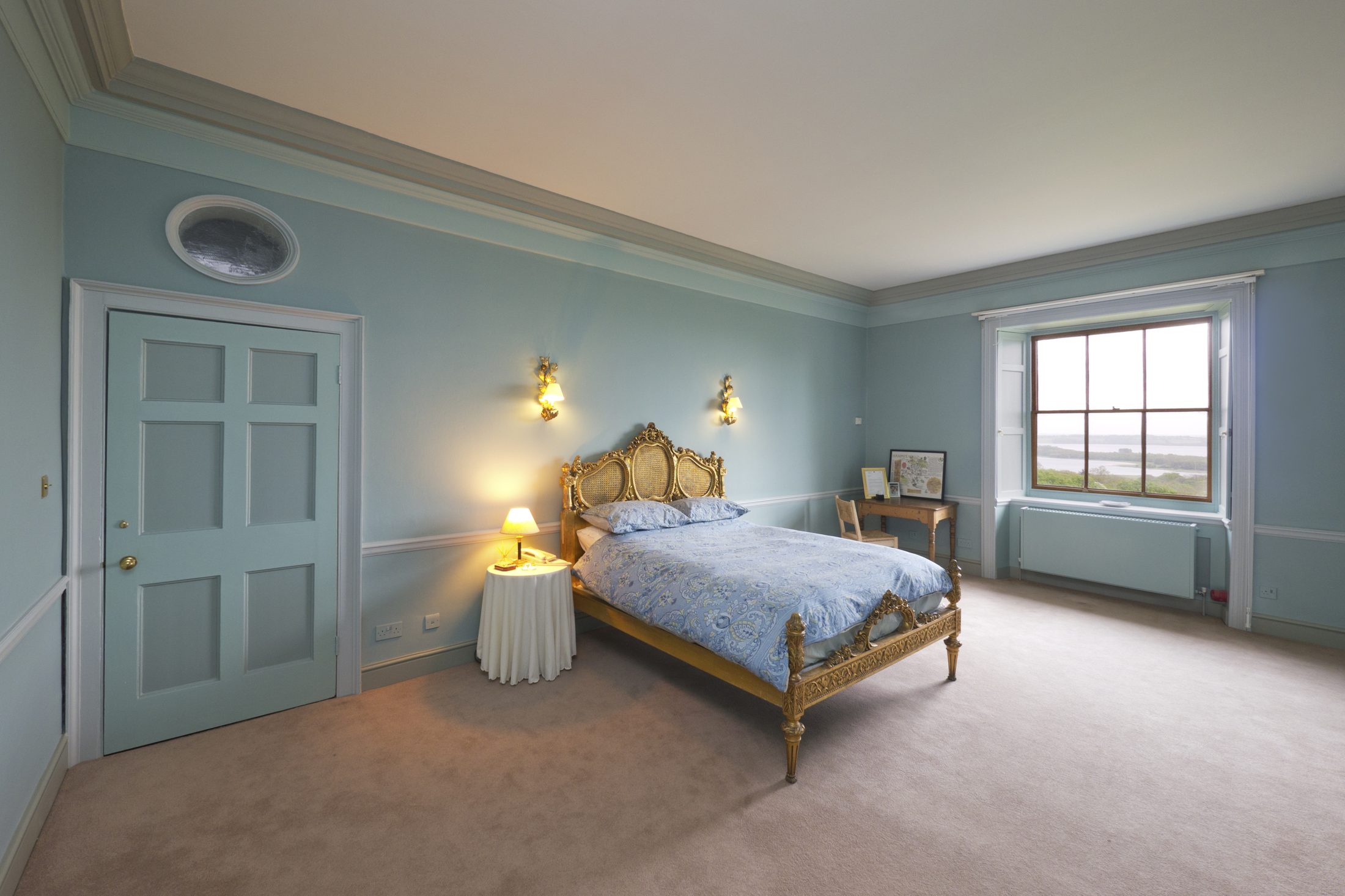 Bedroom 3, with teal walls