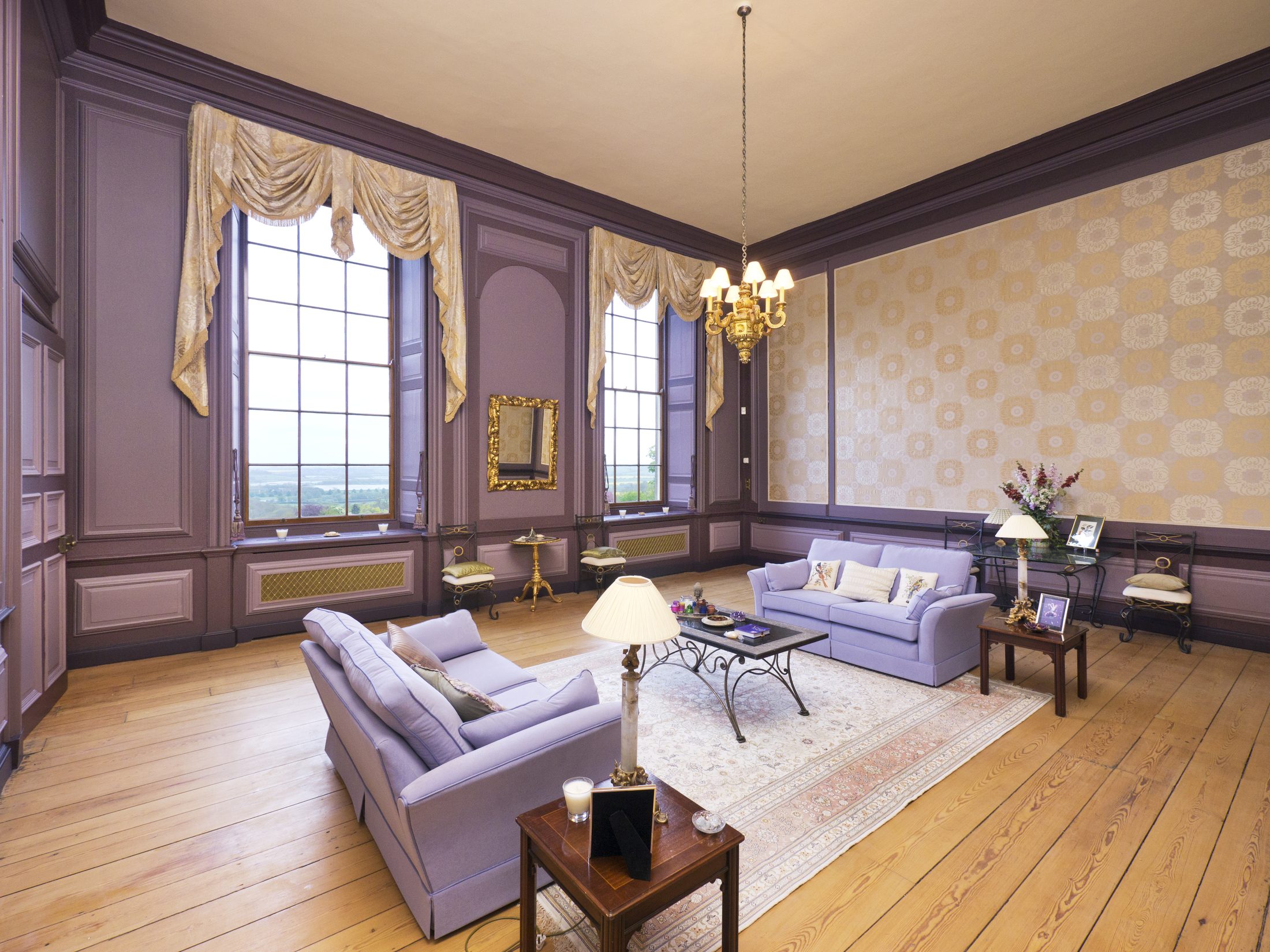 The Purple Sitting Room, looking towards the south-facing windows